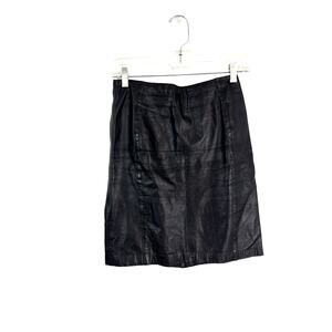 Vintage LNR Genuine Leather Pencil Skirt Black 80s High Waist Goth Punk Grunge 6